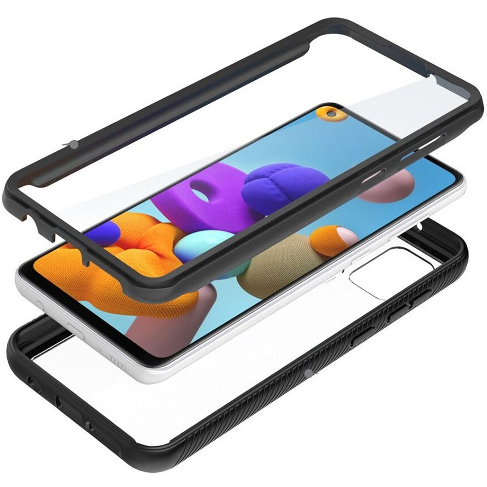 Schutzhülle Für Samsung Galaxy A21s, Stoßfest, Mit Folie, Schwarz