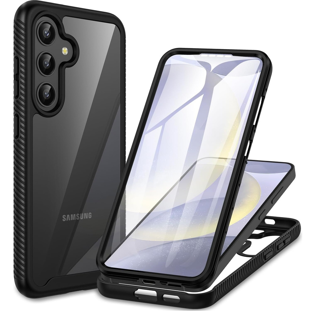Schutzhülle Für Samsung Galaxy S24, Stoßfest, Mit Folie, Schwarz