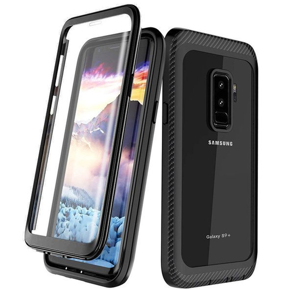 Schutzhülle Für Samsung Galaxy S9+ Plus, Stoßfest, Mit Folie, Schwarz