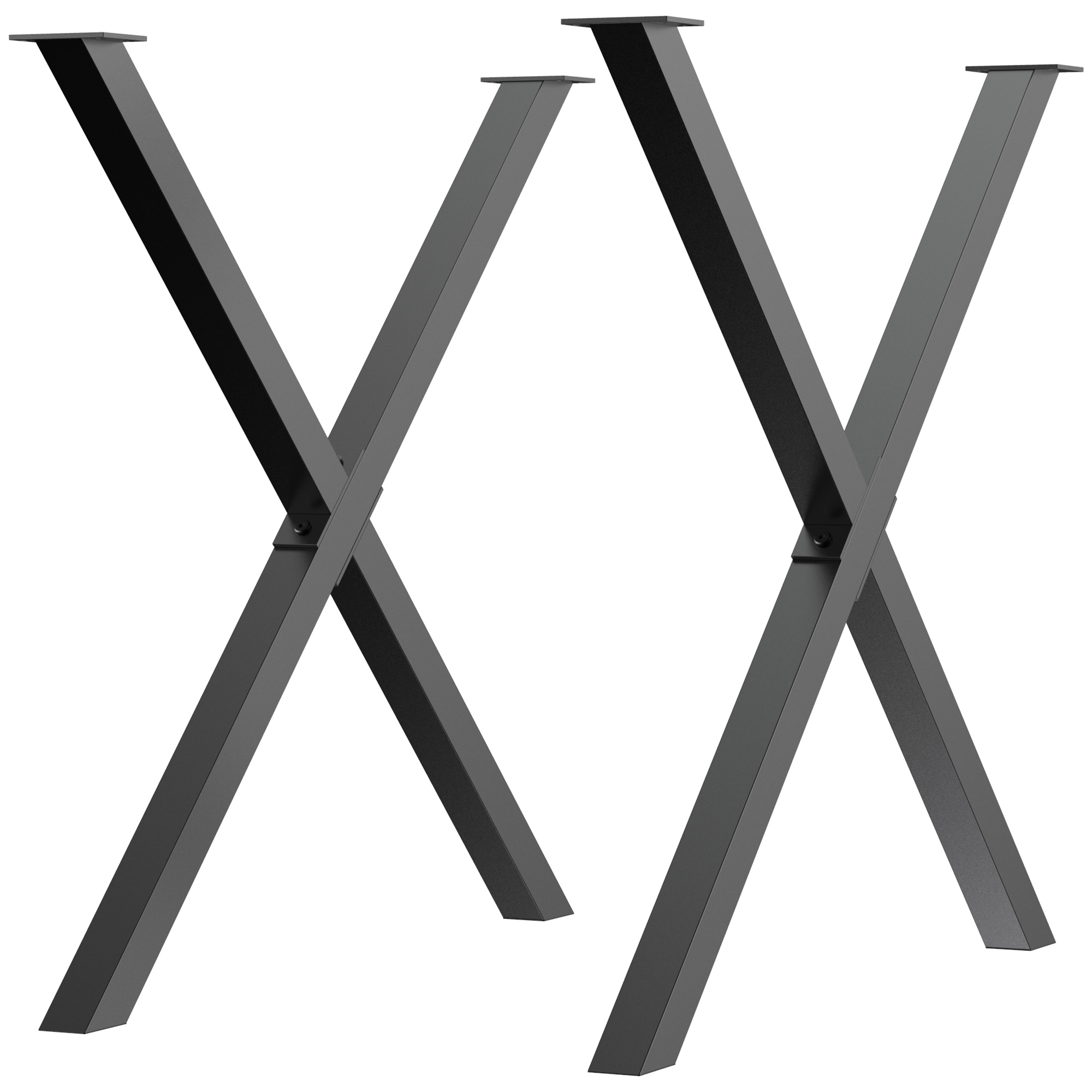 Tischbeine 2er-set X-form Aus Stahl, 72 Cm, Schwarz