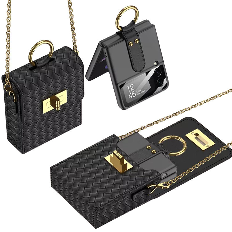 Fingerringhülle Mit Tasche Für Samsung Galaxy Z Flip 4 5g, Schwarz
