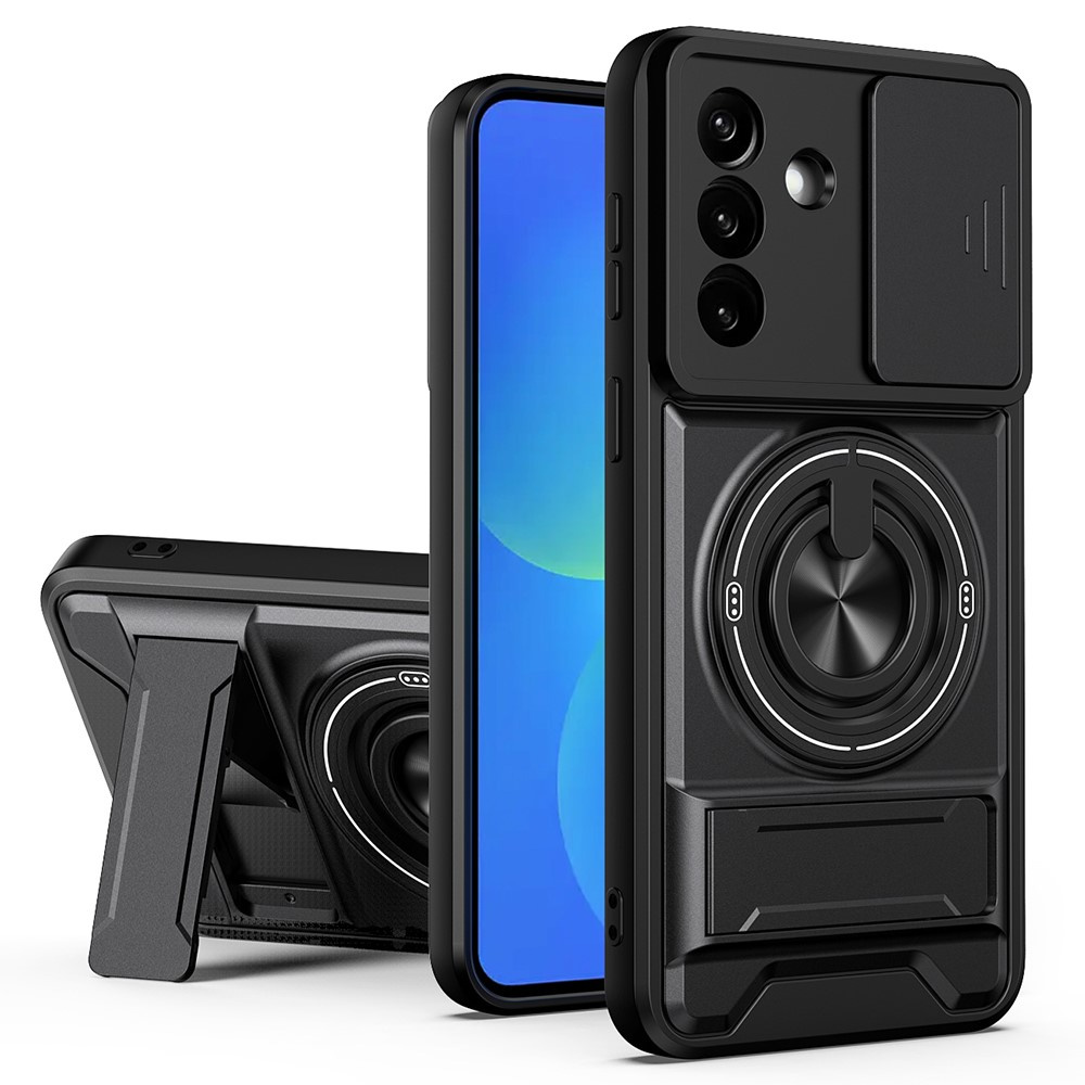 Gepanzerte Schutzhülle Für Samsung Galaxy A27 5g, Ringhalter, Mit Kameraabdeckung, Schwarz