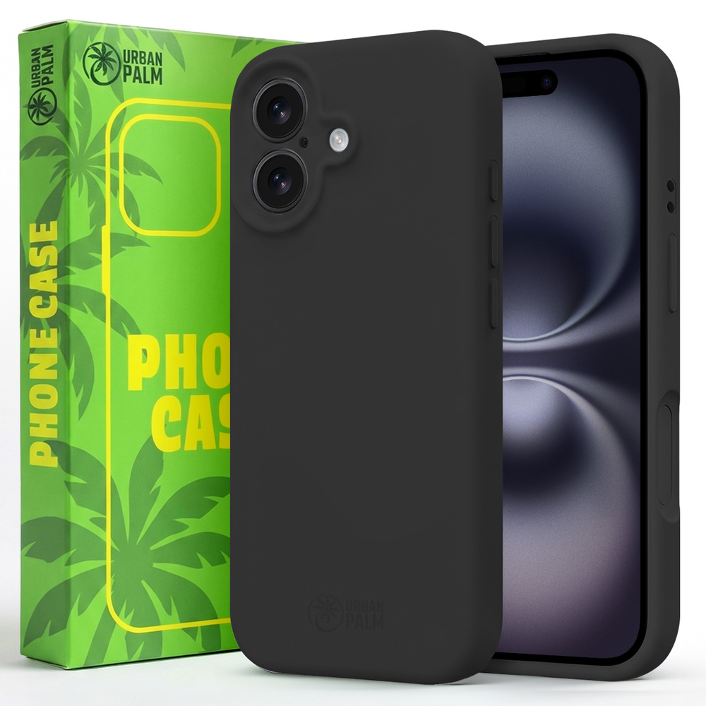 Urbanpalm Iphone 16 Hülle, Silikon, Magsafe-kompatibel, Tiefschwarz