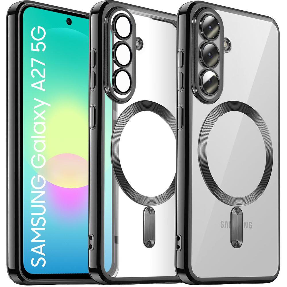 Transparente Hülle Für Samsung Galaxy A27 5g, Electro Magsafe, Schwarzer Rahmen