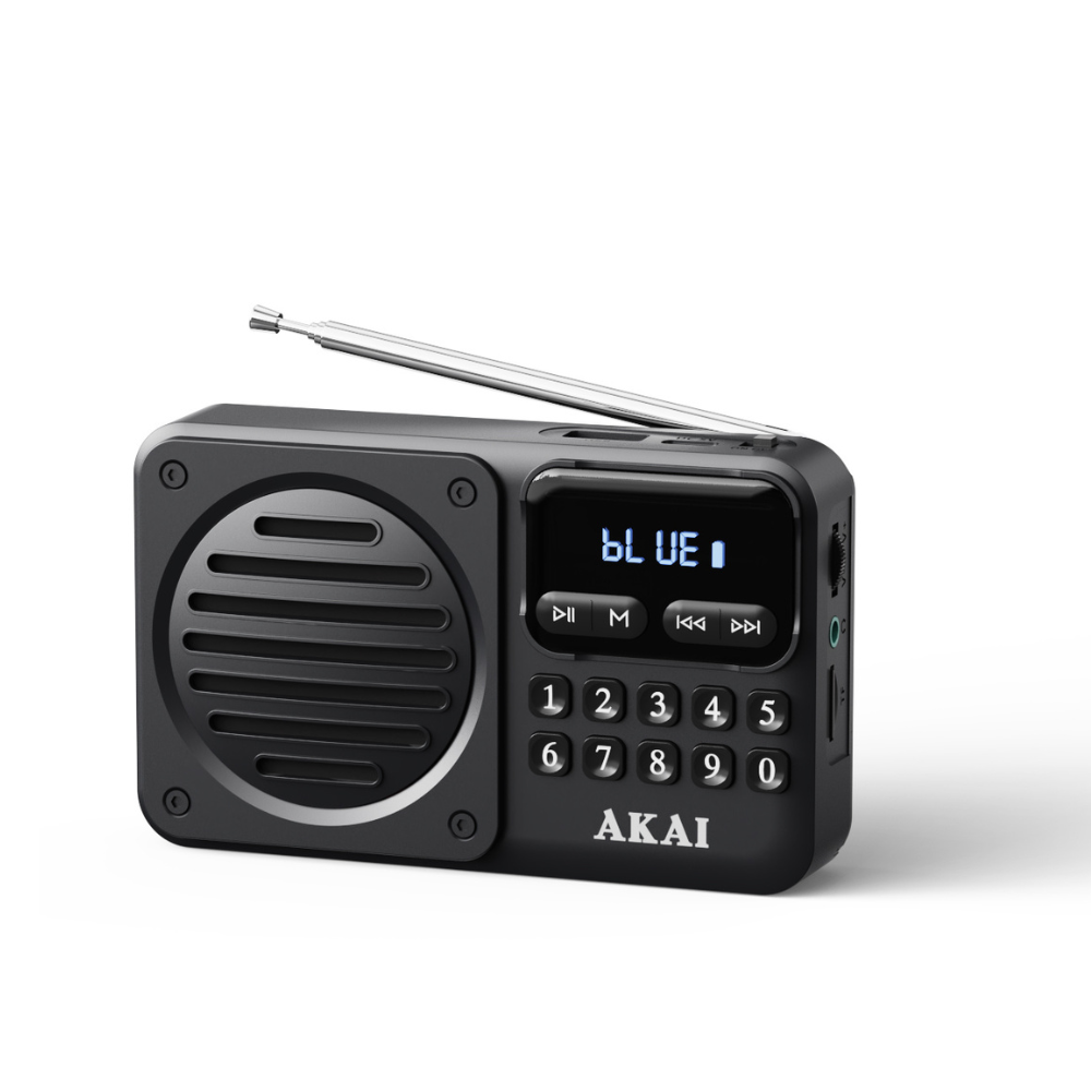 Akai Tragbares Radio Apr-300 2,5w Bluetooth 5.3 Fm Usb Microsd Schwarz