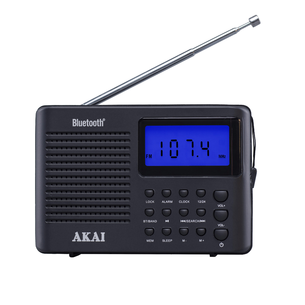 Akai Tragbares Radio Apr-400 0,8 W Bluetooth 5.0 Fm/am Wecker Schwarz