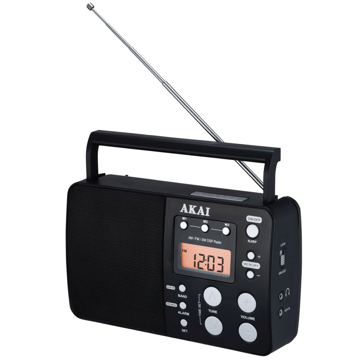 Akai Tragbares Radio Apr-200 1 W Rms Fm/am/sw Aux 75 Senderspeicherplätze Schwarz