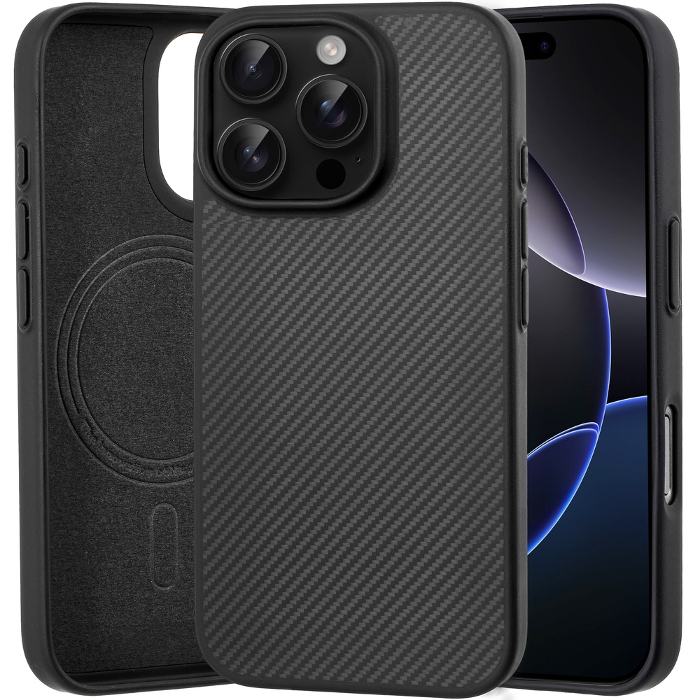 Iphone 16 Pro Hülle, Aramidfaser-abdeckung, Schwarz