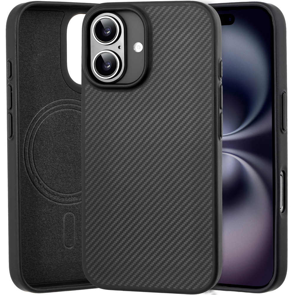 Iphone 16 Hülle, Aramidfaser-abdeckung, Schwarz
