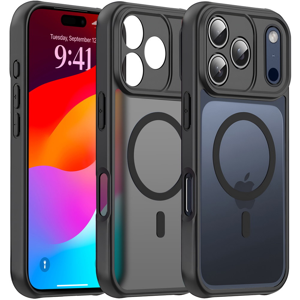 Iphone 17 Pro Hüllenset, Matt, Magsafe-kompatibel, Schwarz + Displayschutzfolie