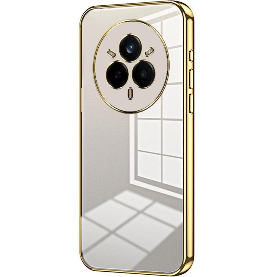 Realme 14 Pro 5g Hülle, Galvanisierter Rahmen, Transparent/gold