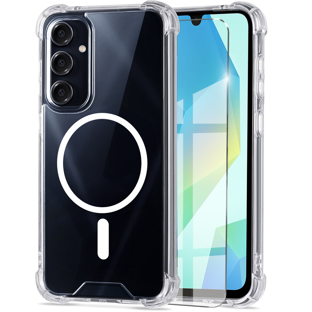 Schutzhülle Für Samsung Galaxy A16 / A16 5g, Fusion Hybrid, Mit Magsafe-funktion, Transparent + 9h-glas-displayschutzfolie