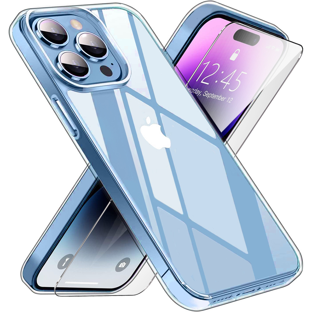 Premium Armor Slim 2mm Schutzhüllenset Für Iphone 14 Pro Max, Transparent + Glas