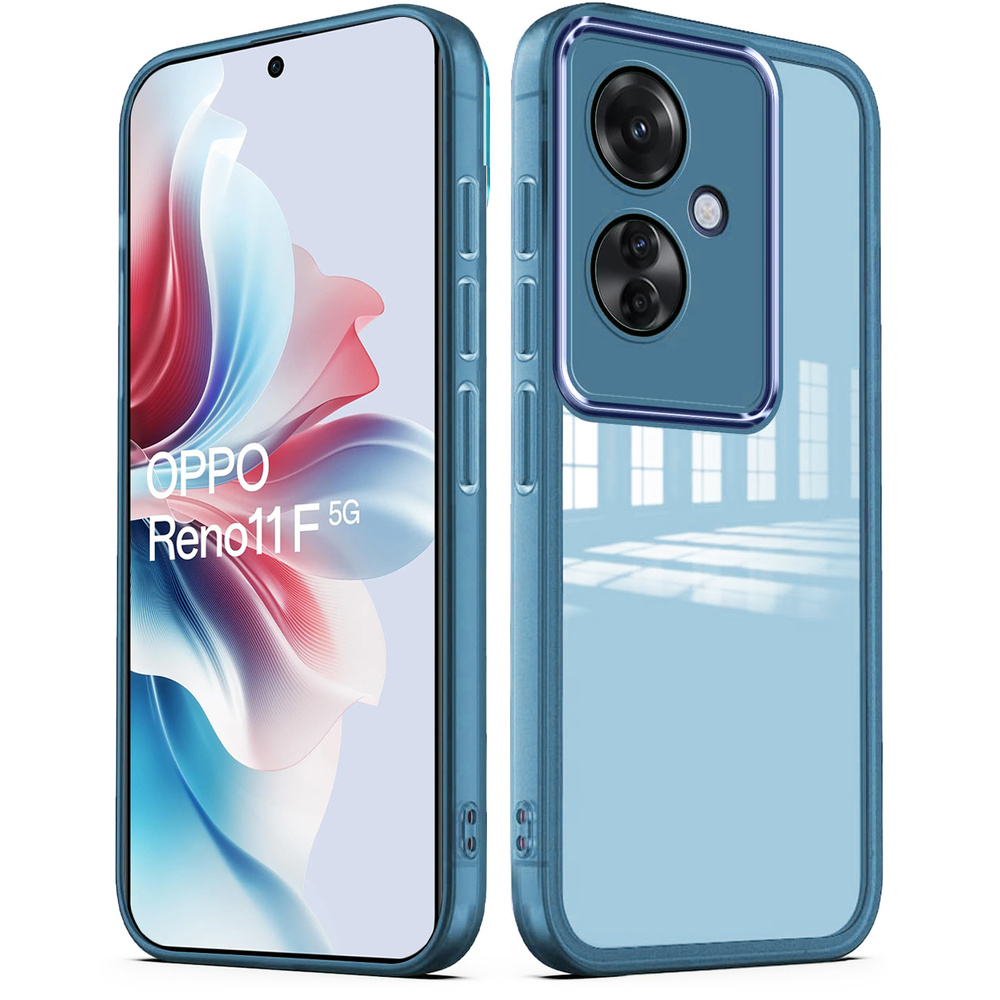 Silikonhülle Für Oppo Reno 11f 5g, Mit Kameraschutz, Transparent/blau