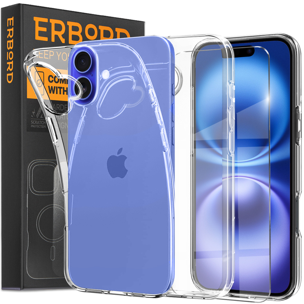 Hülle Für Iphone 16, Schlank, Transparent + 9h-glas