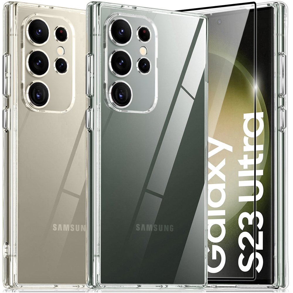 Schutzhülle Für Samsung Galaxy S23 Ultra, Premium Armor Slim, Transparent + Glas