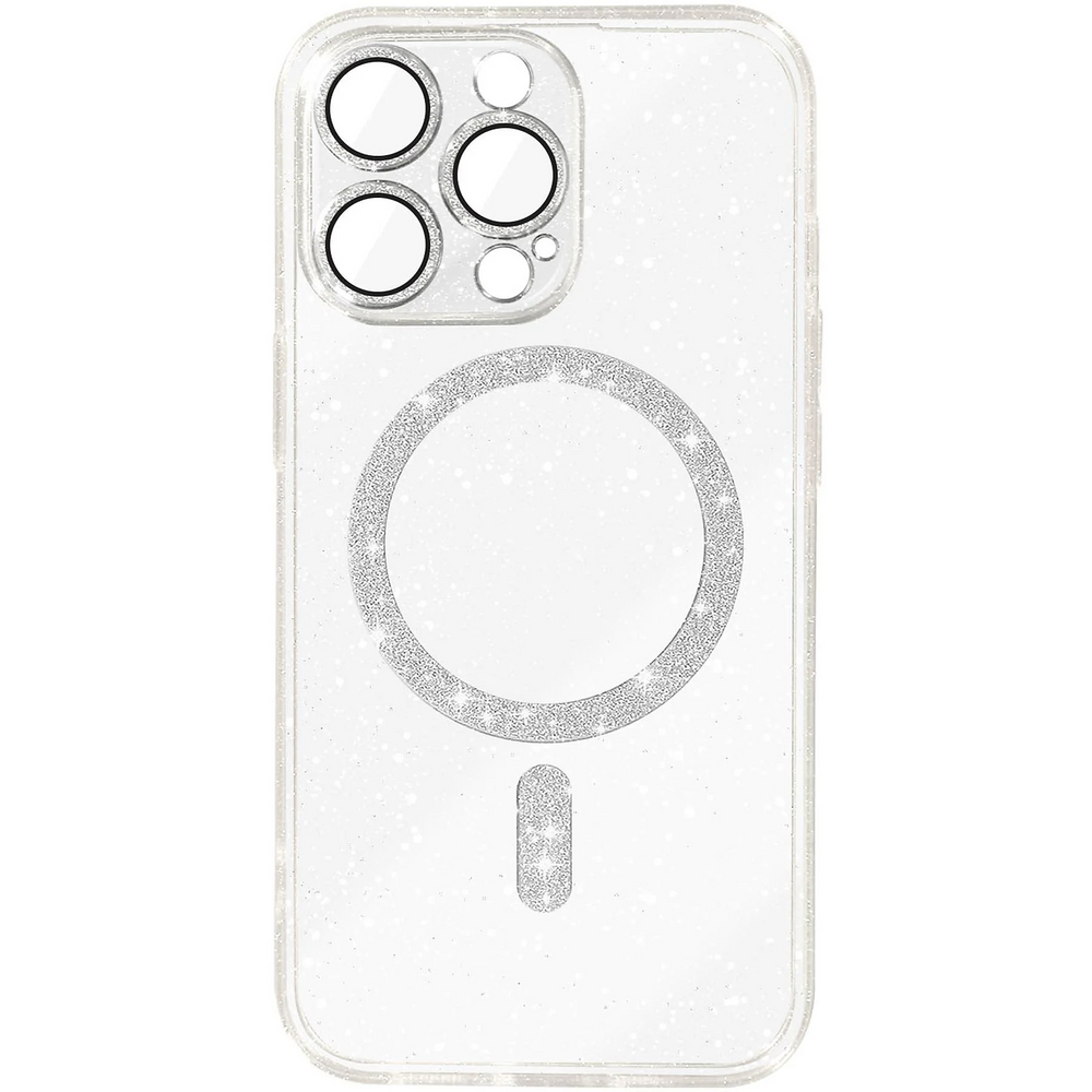 Iphone 16 Pro Hülle, Erbord Glitter Magsafe, Transparent + Glas-displayschutzfolie