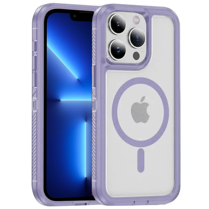 Iphone 13 Pro Hülle Mit Rahmen, Magsafe-kompatibel, Transparent/lila