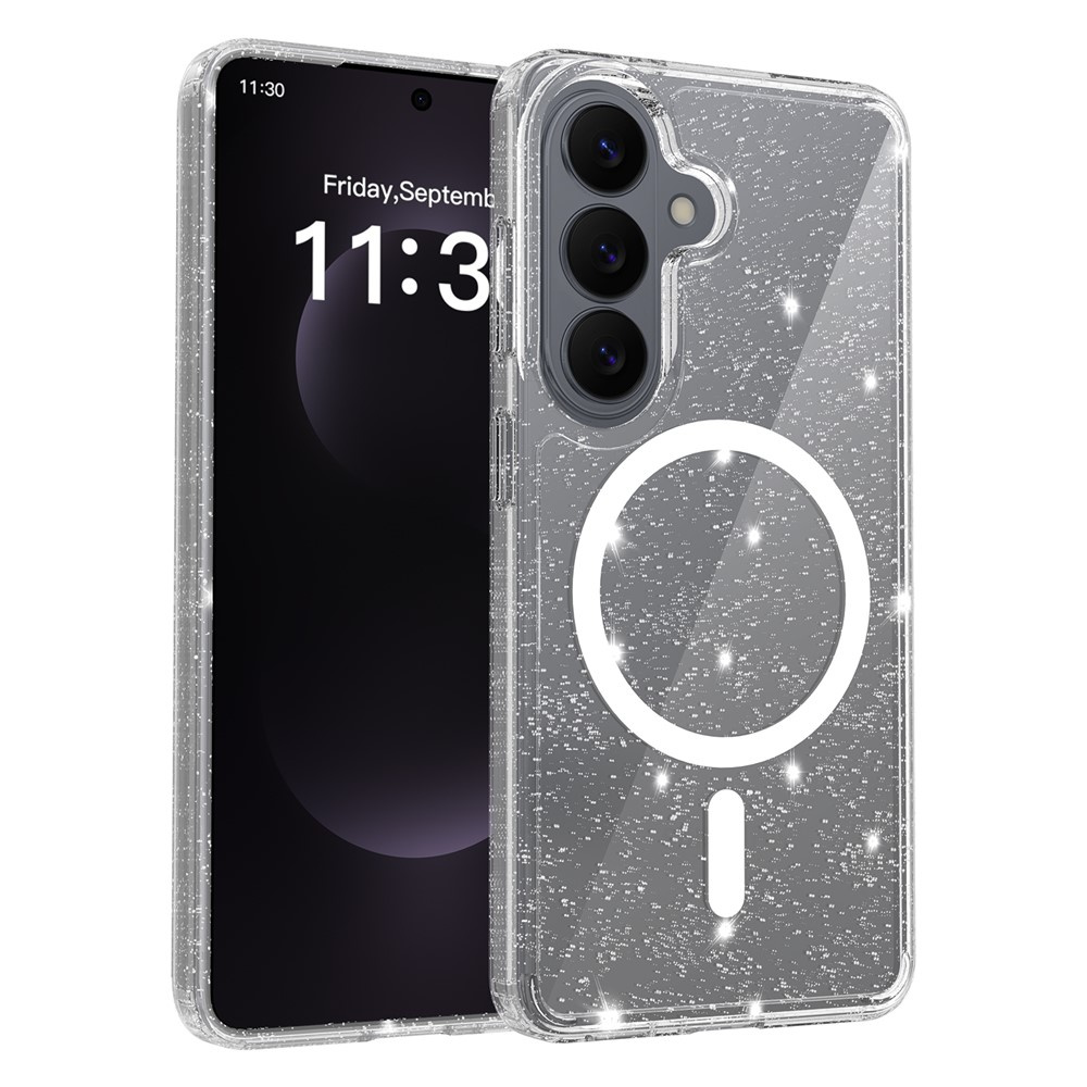 Schutzhülle Für Samsung Galaxy S26, Mit Magsafe-anschluss, Glitzer, Transparent