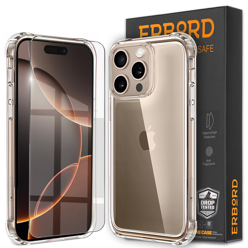 Hülle Für Iphone 16 Pro, Stoßfest, Transparent + Glas