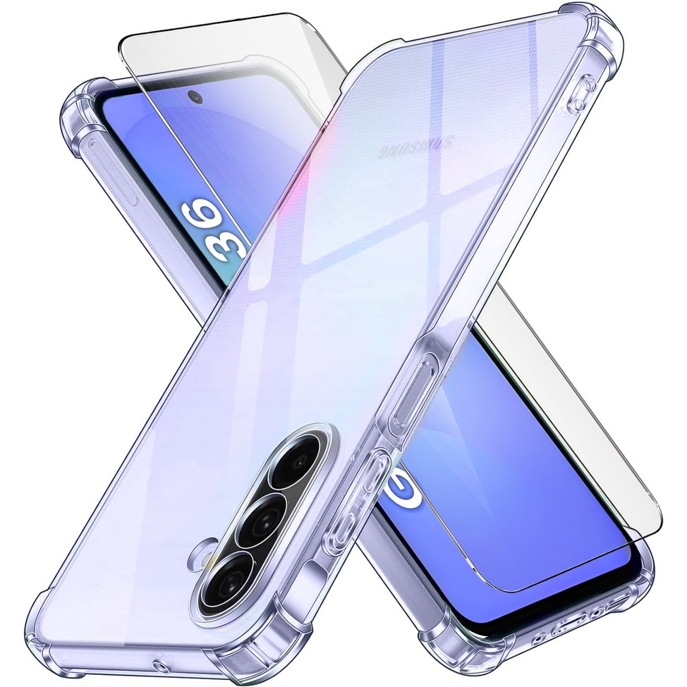 Schutzhülle Für Samsung Galaxy A36 5g, Stoßfest, Transparent + Glas