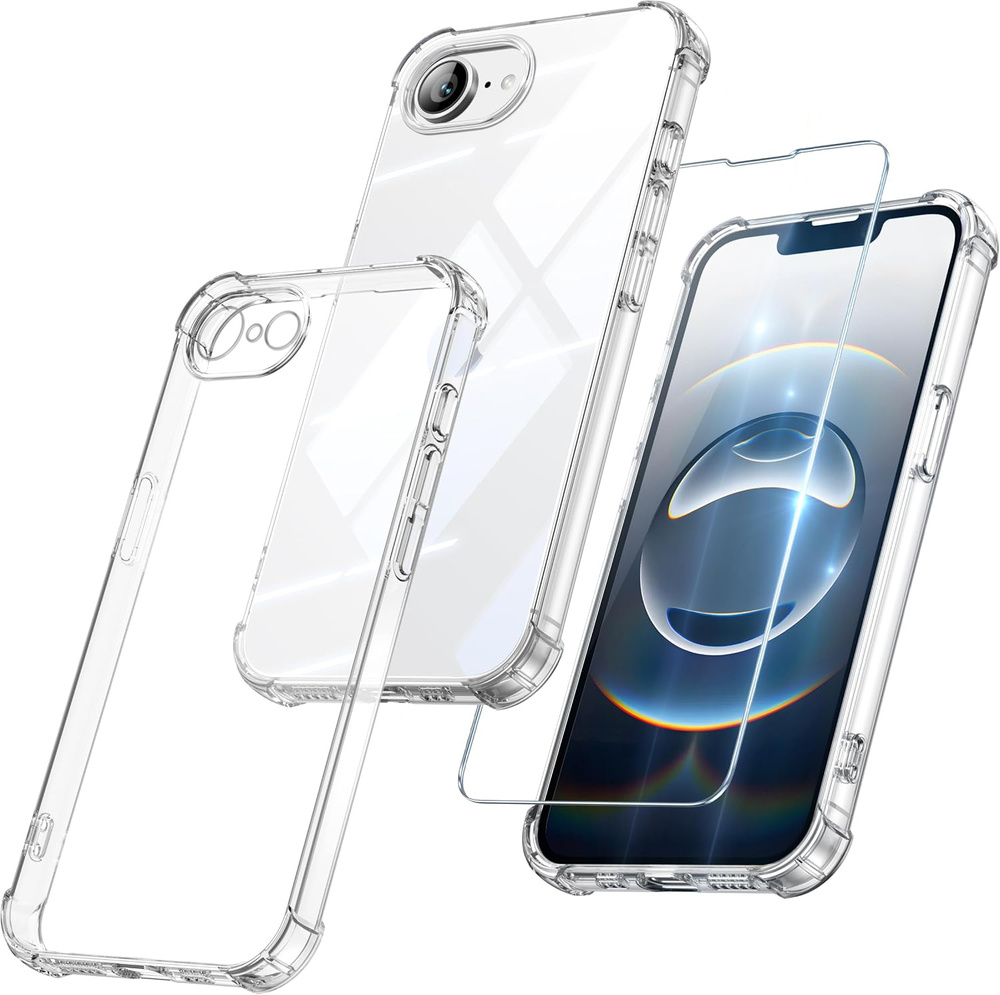 Hülle Für Iphone 17e / 16e, Stoßfest, Transparent + Glas