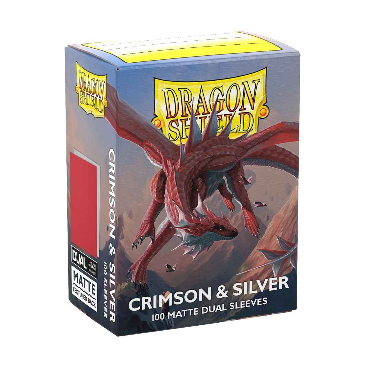 100 Dragon Shield Kartenhüllen: Matte Dual Crimson & Silver Sleeves