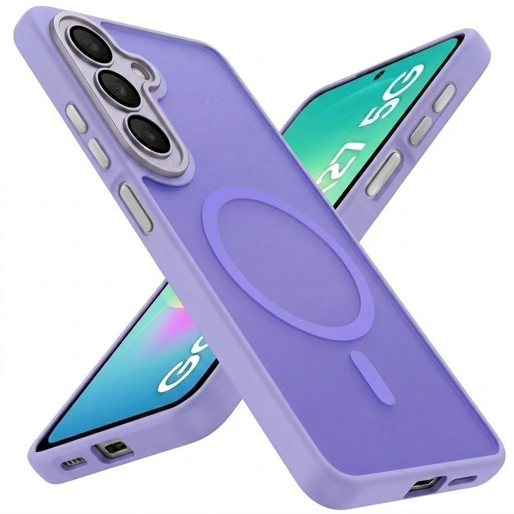 Rauchgraue Hülle Für Samsung Galaxy A27 5g, Matte Hülle, Mit Magsafe-anschluss, Lila Rahmen