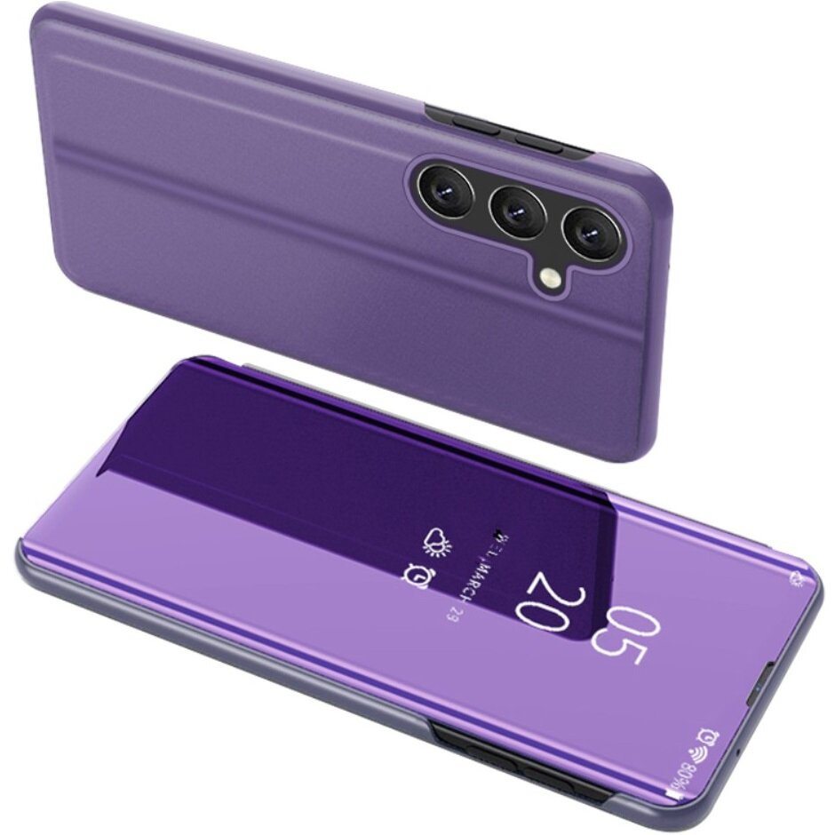 Schutzhülle Für Samsung Galaxy A15, Clear View, Lila + 9h-glas