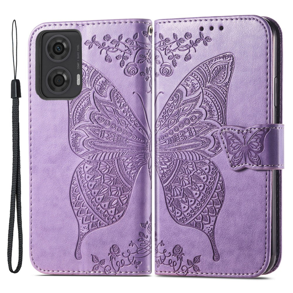Klapphülle Für Motorola Moto G24 / G24 Power / G04, Schmetterling, Lila