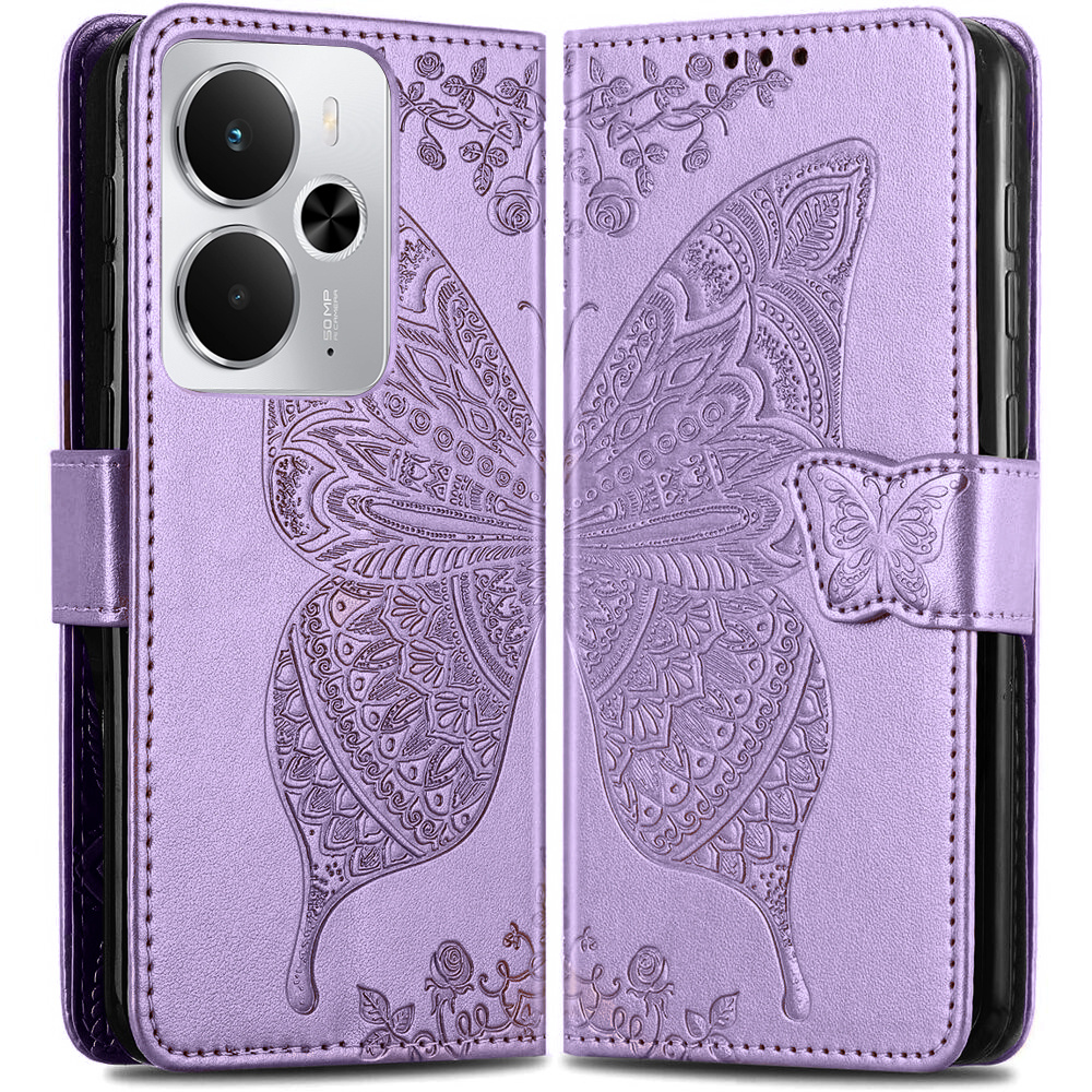 Klapphülle Für Realme 14 5g / Realme 14t 5g, Schmetterling, Lila