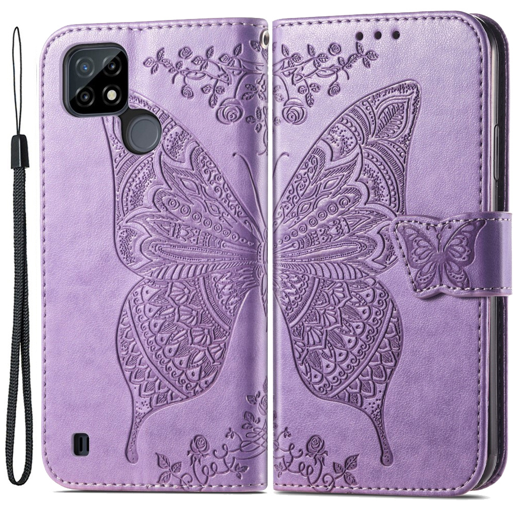 Flip-case Für Realme C21y / C25y, Schmetterling, Lila