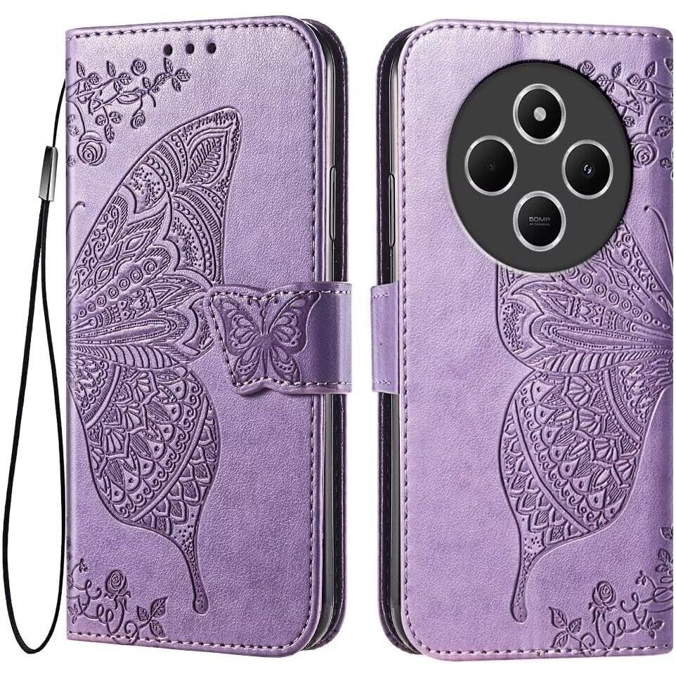 Klapphülle Für Xiaomi Redmi 14c / Xiaomi Poco C75, Schmetterling, Lila