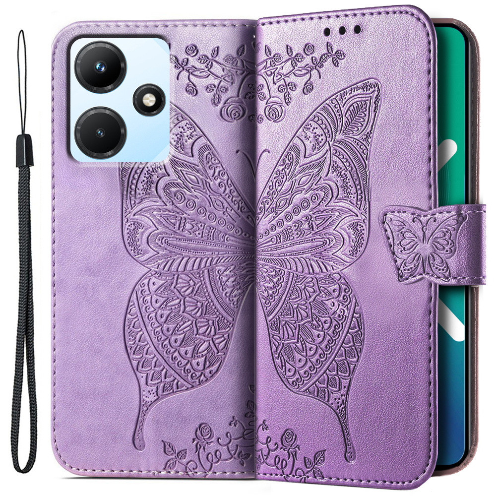 Klapphülle Für Infinix Hot 30i, Schmetterling, Lila