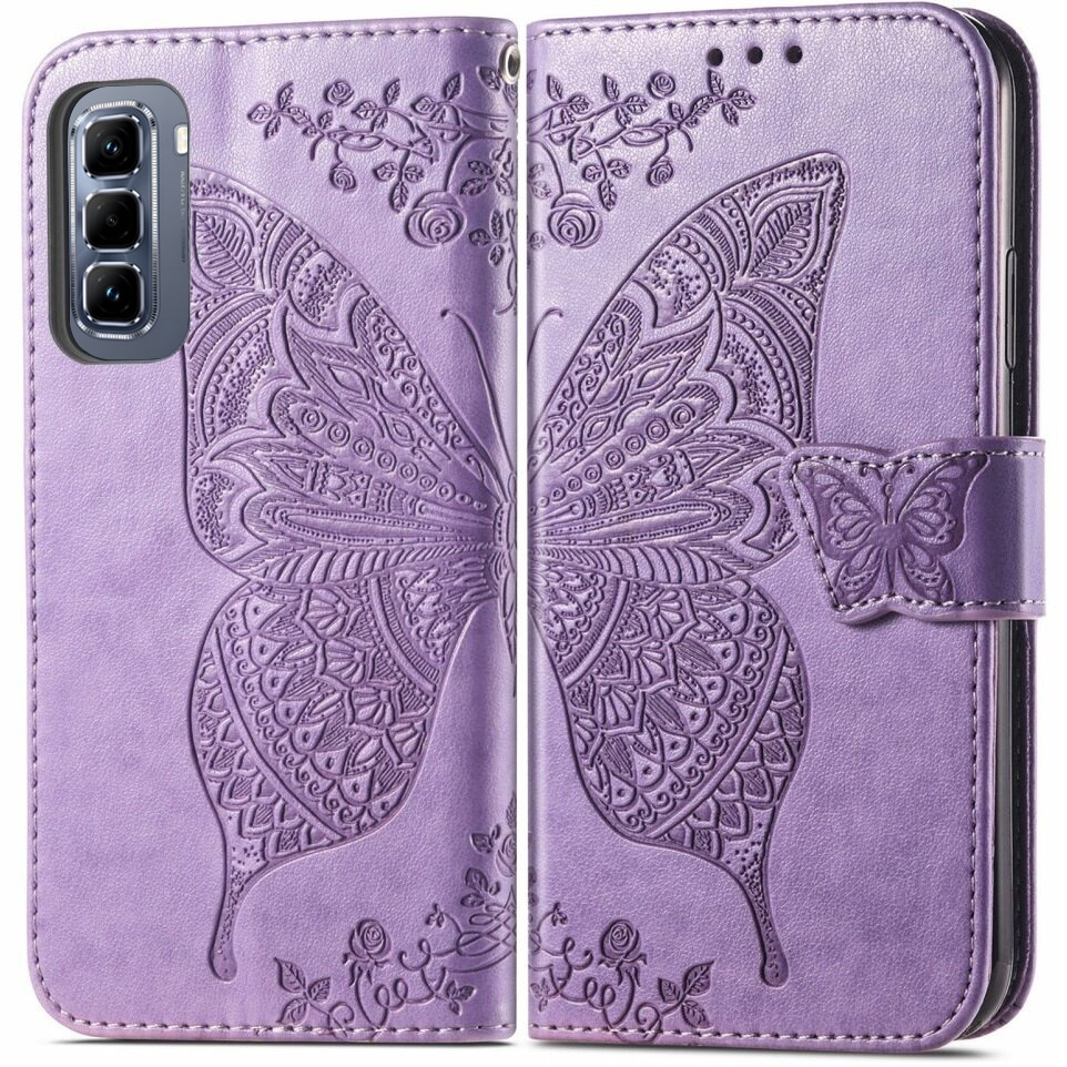 Klapphülle Für Infinix Hot 50 Pro 4g, Schmetterling, Lila