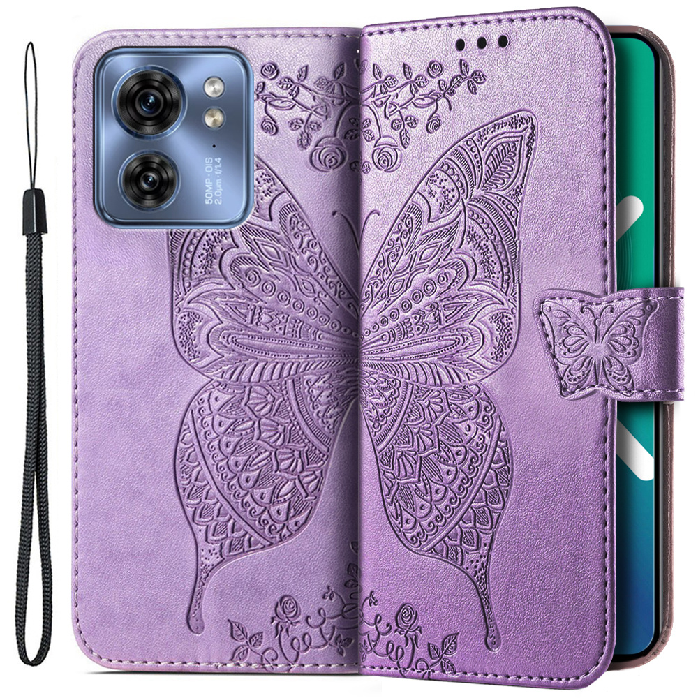 Klapphülle Für Motorola Edge 40, Schmetterling, Lila
