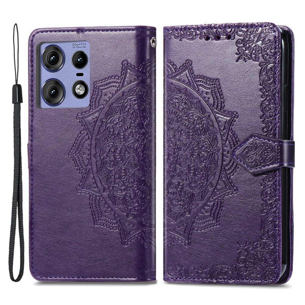 Motorola Edge 50 Pro Flip Case, Mandala, Lila