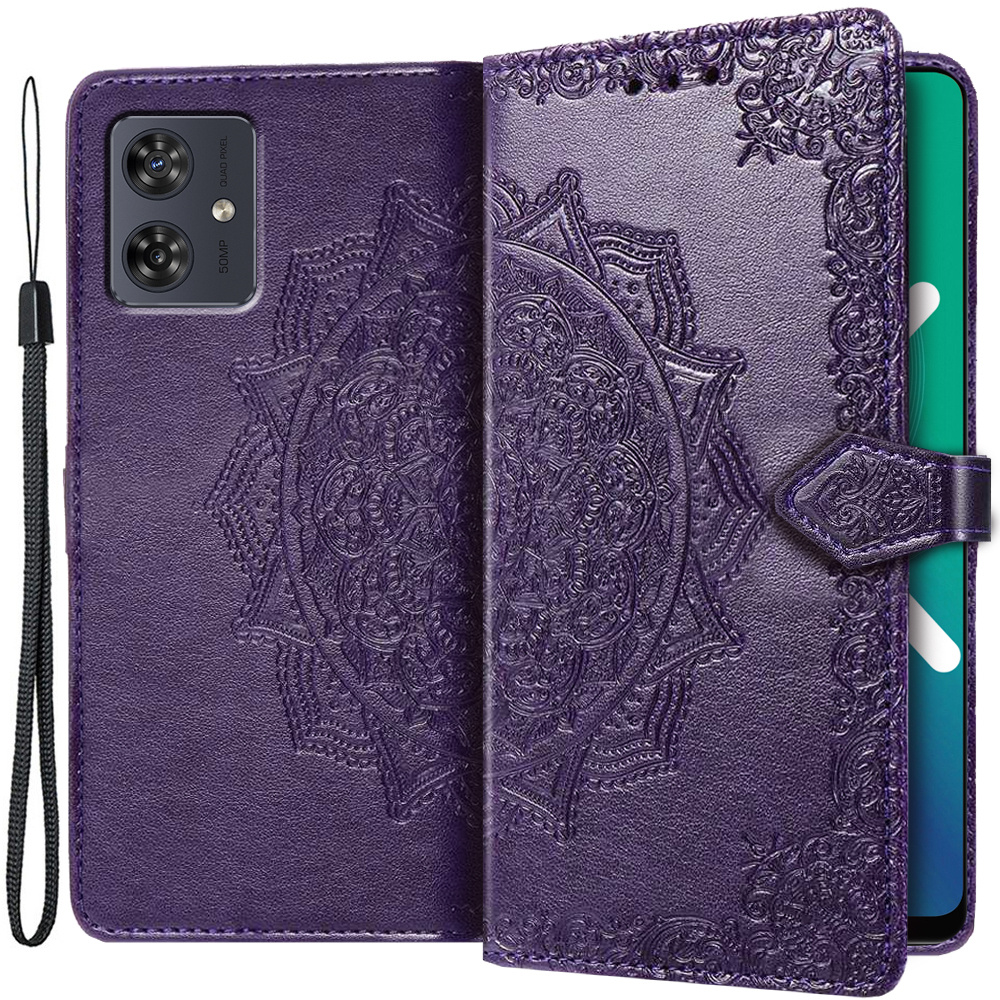 Klapphülle Für Motorola Moto G54 5g, Mandala, Lila