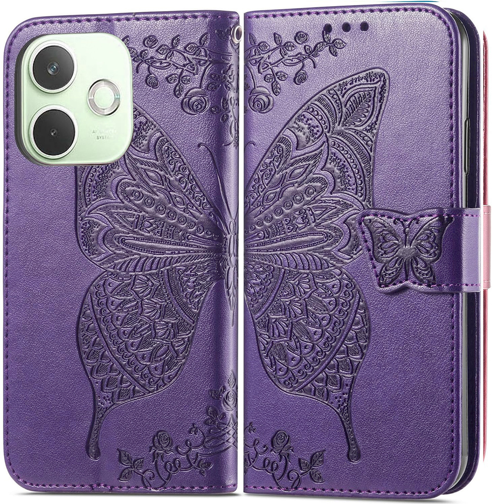 Klapphülle Für Oppo A5 Pro 5g, Schmetterling, Lila