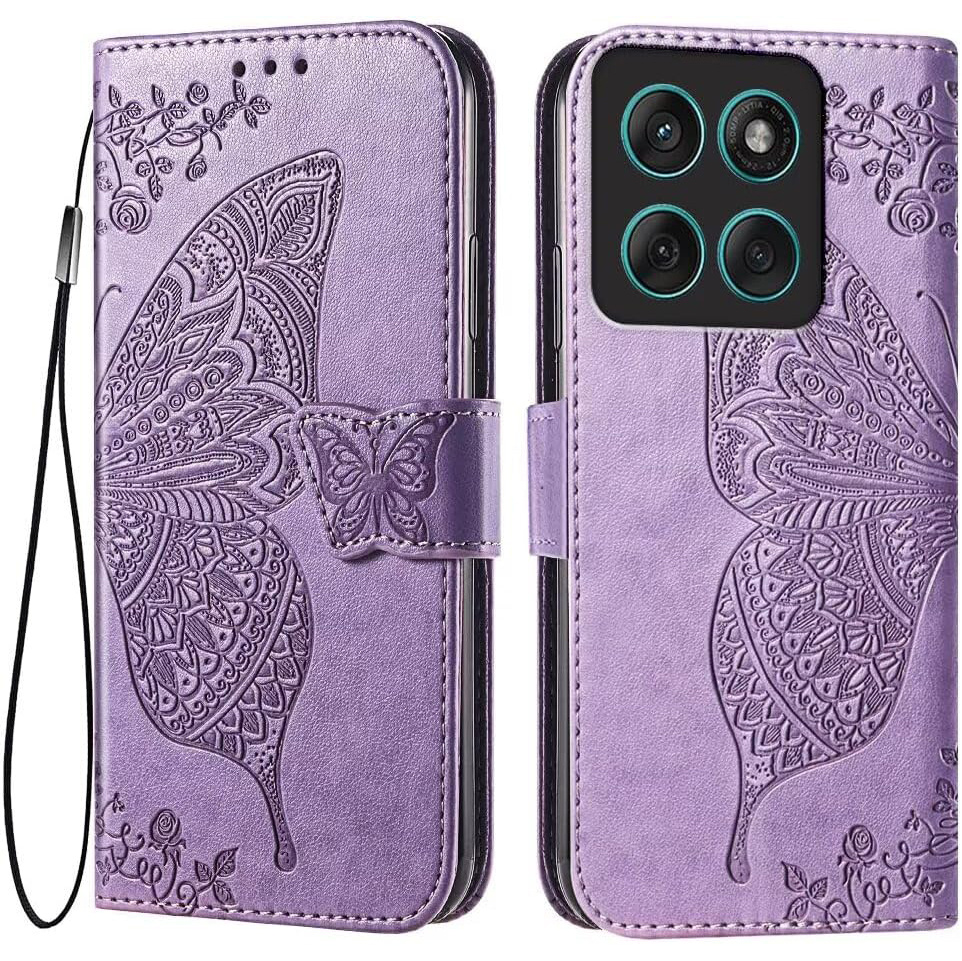Klapphülle Für Motorola Moto G86 5g, Schmetterling, Lila