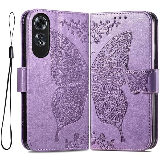 Klapphülle Für Oppo A60, Schmetterling, Lila