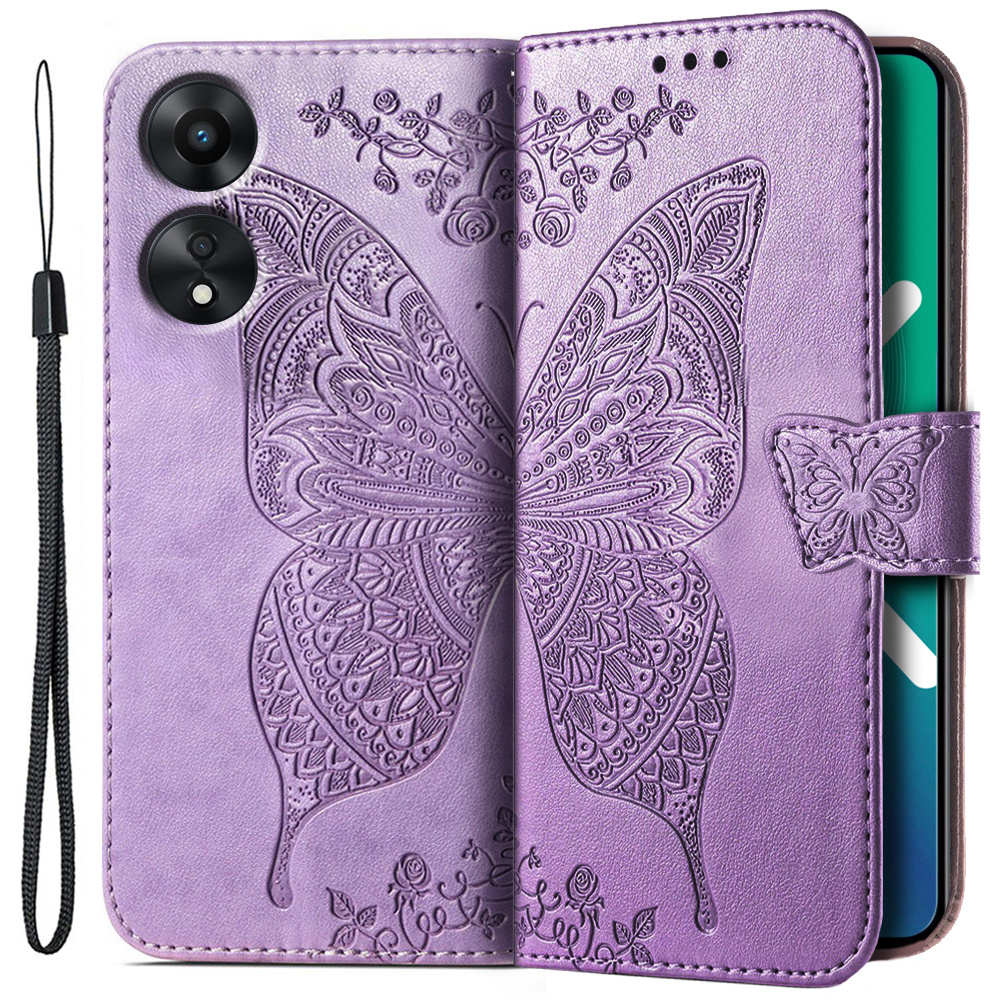 Klapphülle Für Oppo A78 5g, Schmetterling, Lila