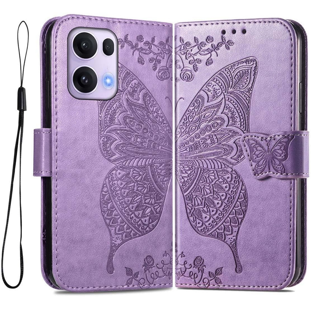 Klapphülle Für Oppo Reno 13 Pro, Schmetterling, Lila