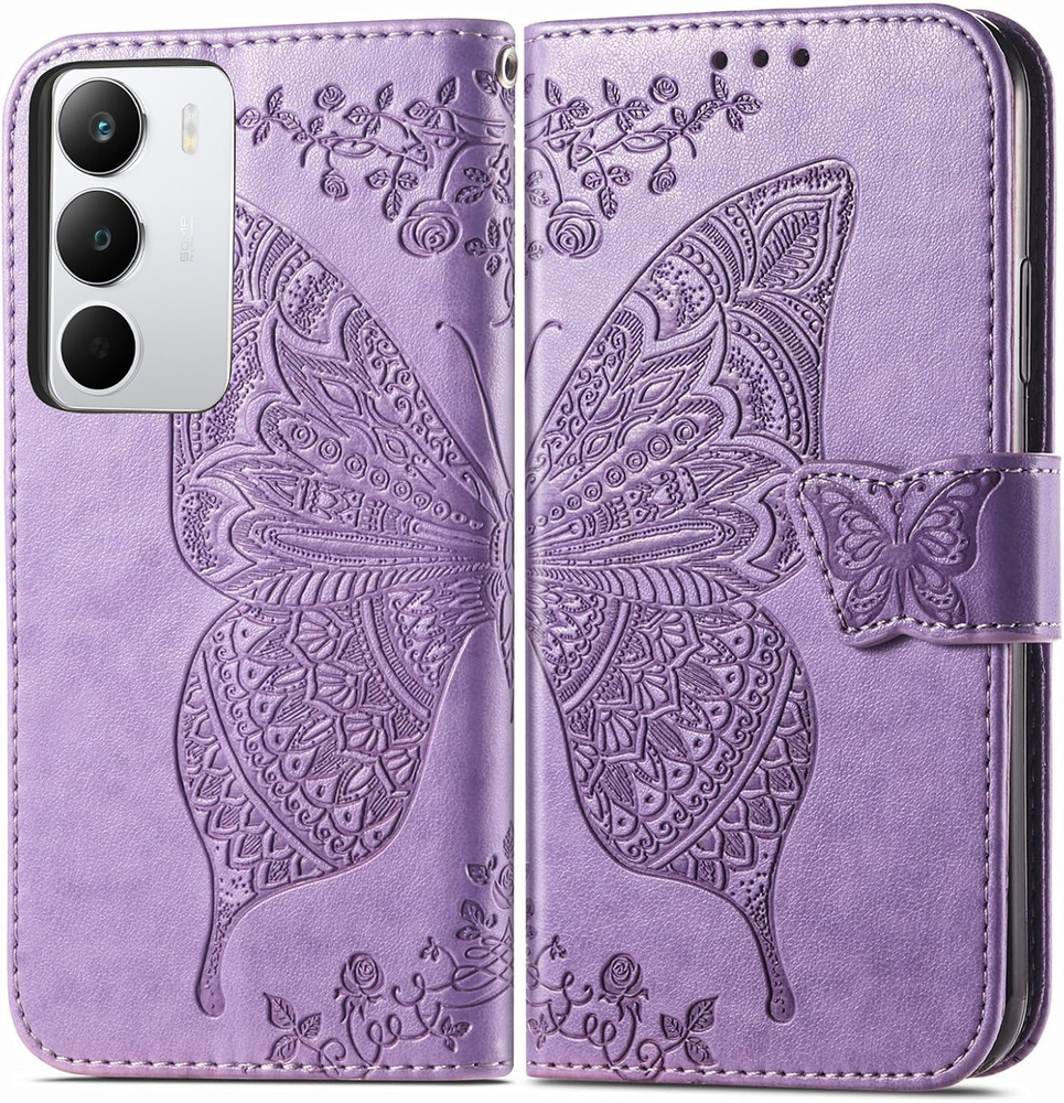 Realme C71 Butterfly Flip Case, Lila