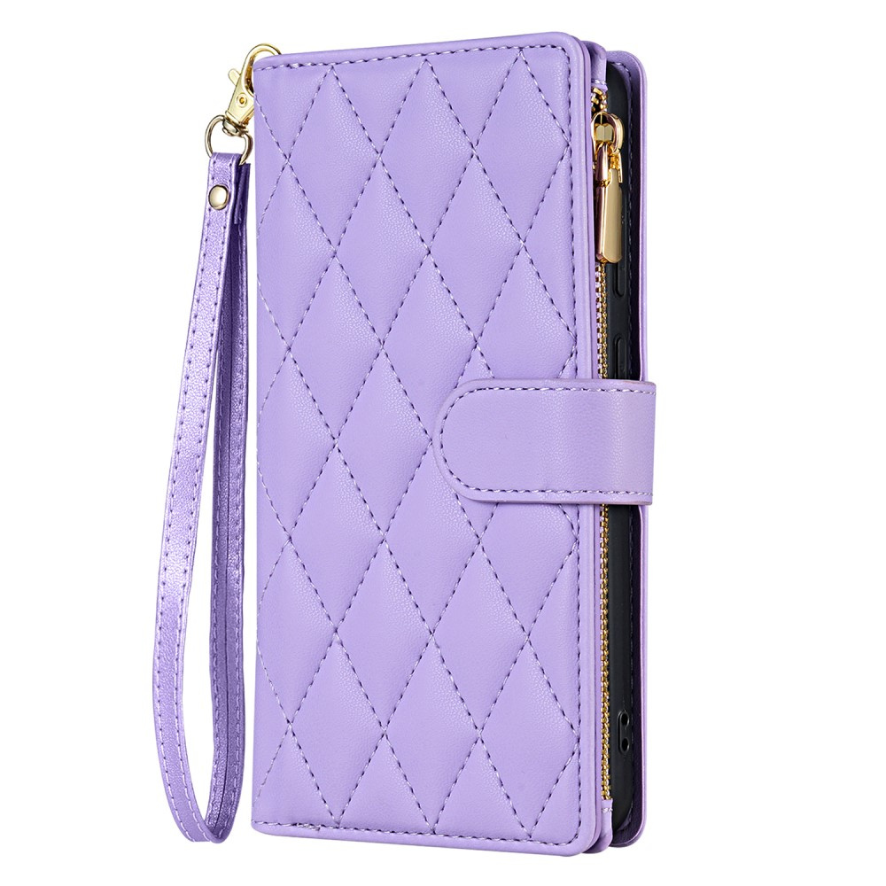 Samsung Galaxy A56 5g Flip Case, Rhombus Crossbody Leder, Lila