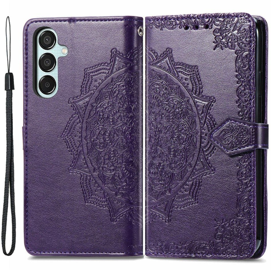 Samsung Galaxy M15 5g Klapphülle, Mandala, Lila