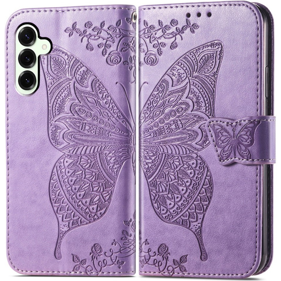 Klapphülle Für Samsung Galaxy S25 Fe, Schmetterling, Lila