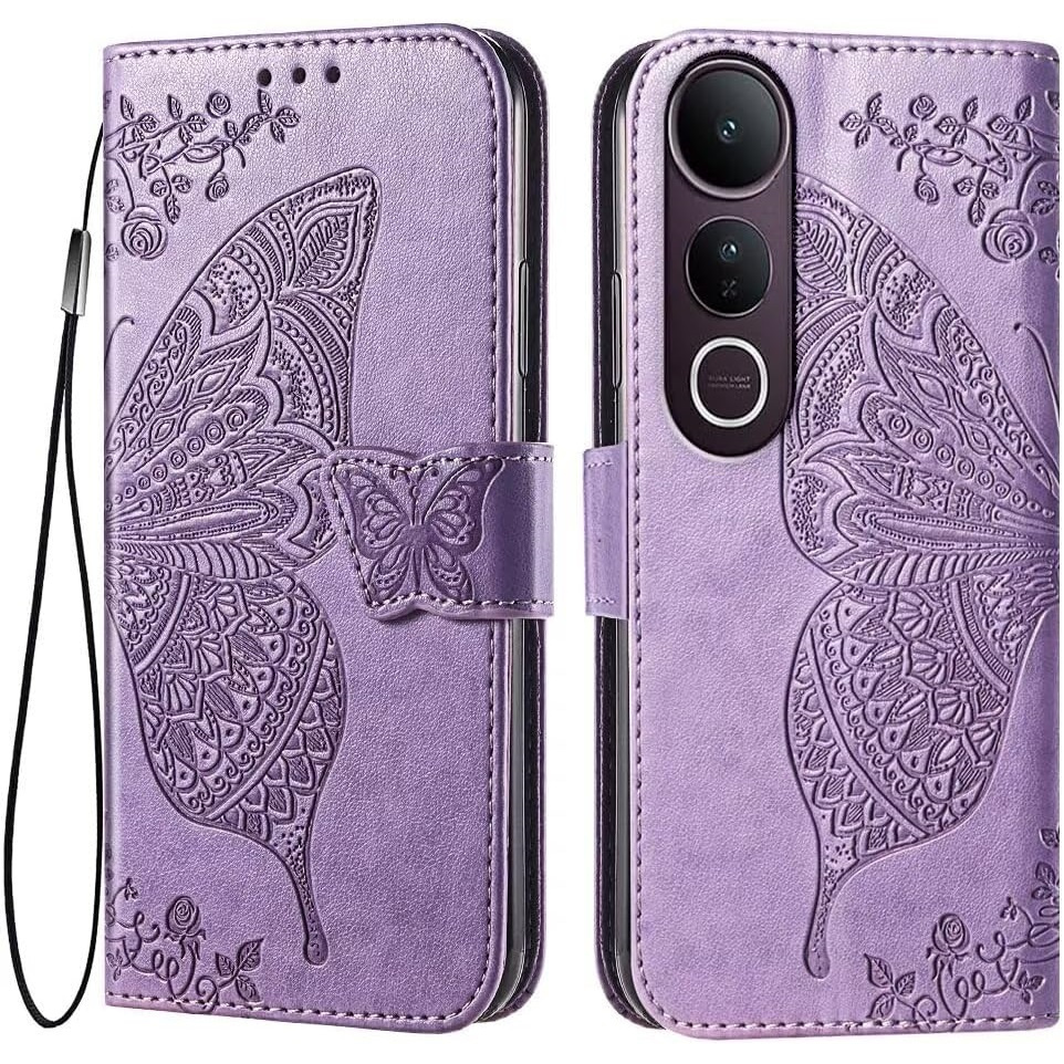 Klapphülle Für Vivo V50 Lite 4g/5g, Schmetterling, Lila