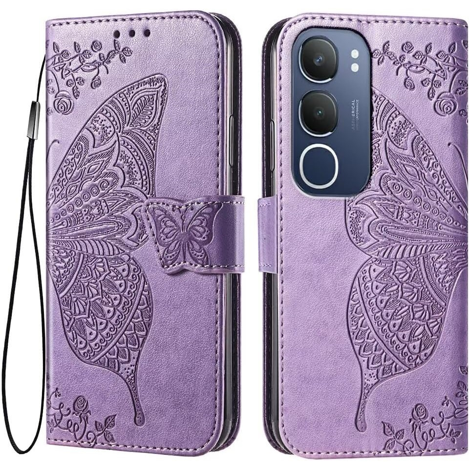 Klapphülle Für Vivo Y19s, Schmetterling, Lila