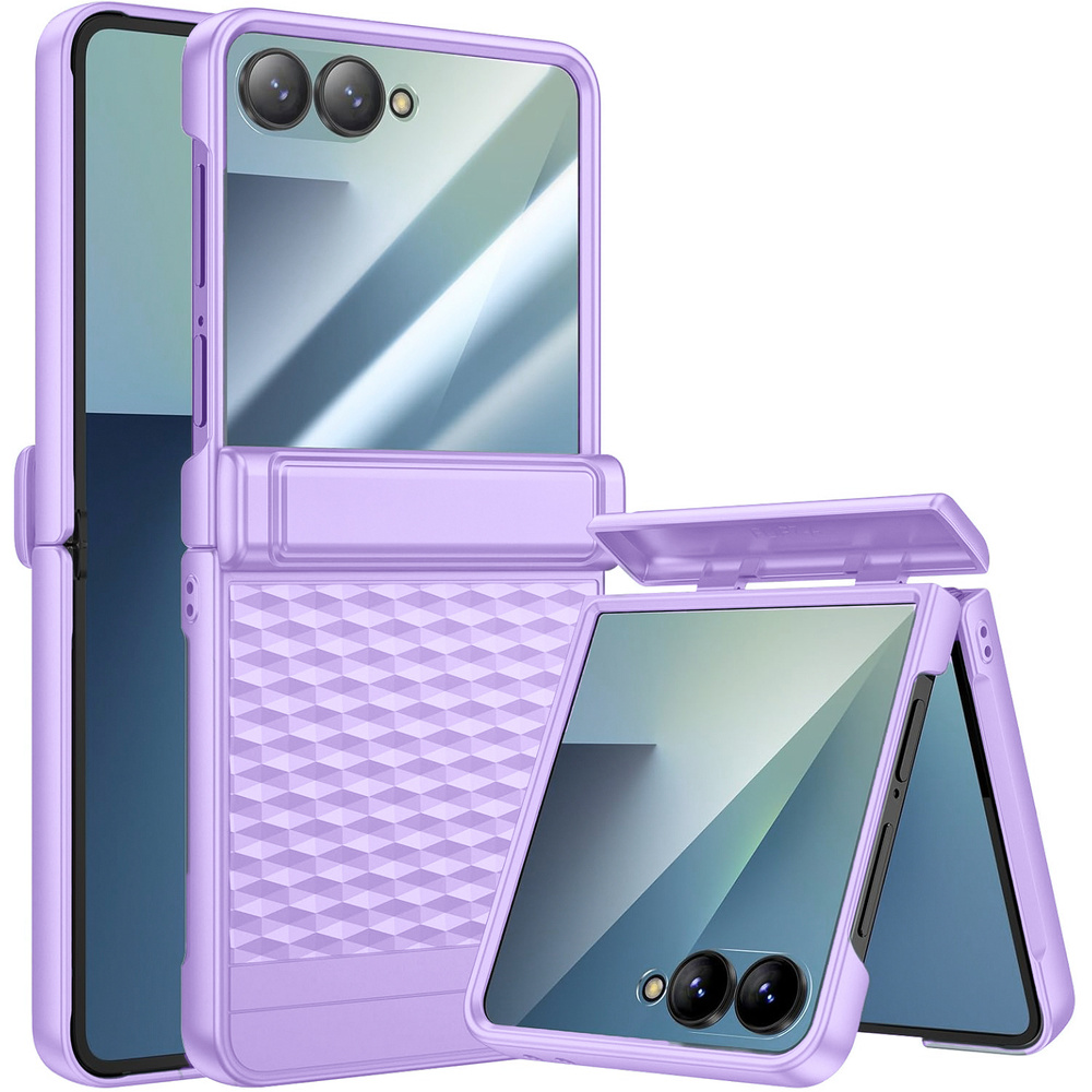 Schutzhülle Für Samsung Galaxy Z Flip7 5g, Pc-hülle, Mit Glas, Lila